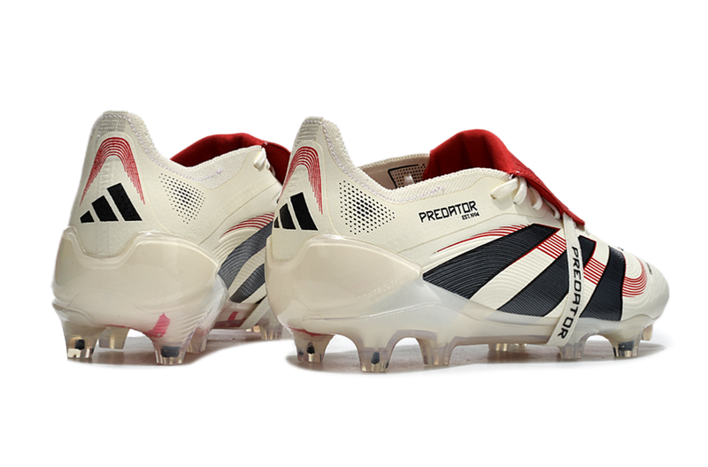 Chuteira Adidas Predator Elite Fold-Over Tongue FG - Begê, Vermelha e Preta