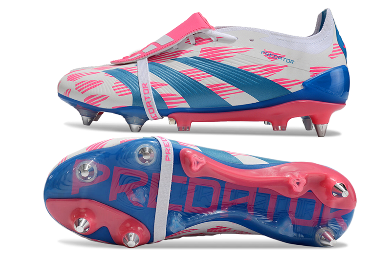 Adidas Predator Elite Fold-Over Tongue SG - Branca, Azul e Rosa