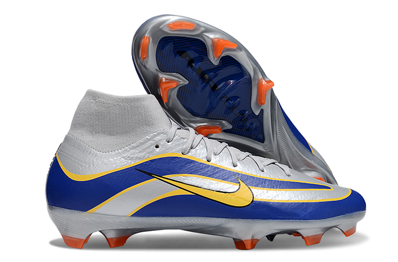 Chuteira Nike Air Zoom Mercurial Superfly 10 Edição Especial Elite FG - Prata e Azul